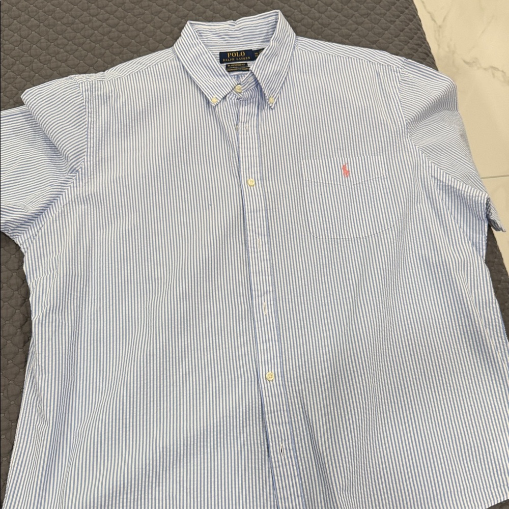 Polo by Ralph Lauren Men's Shirt in Blue and White Stripes
